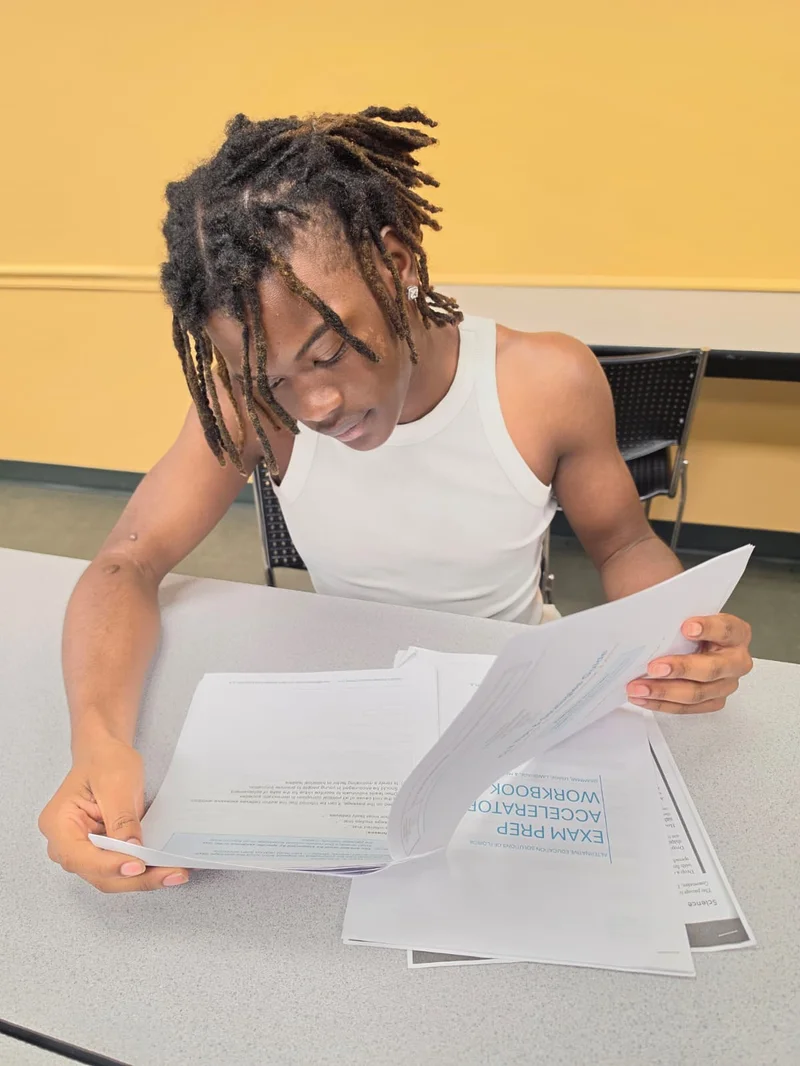 Student studying